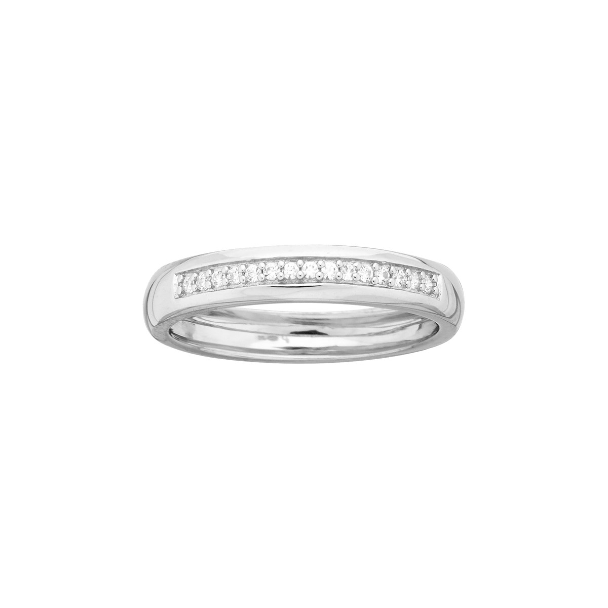 Alliance en Argent avec oxyde de zirconium blanc