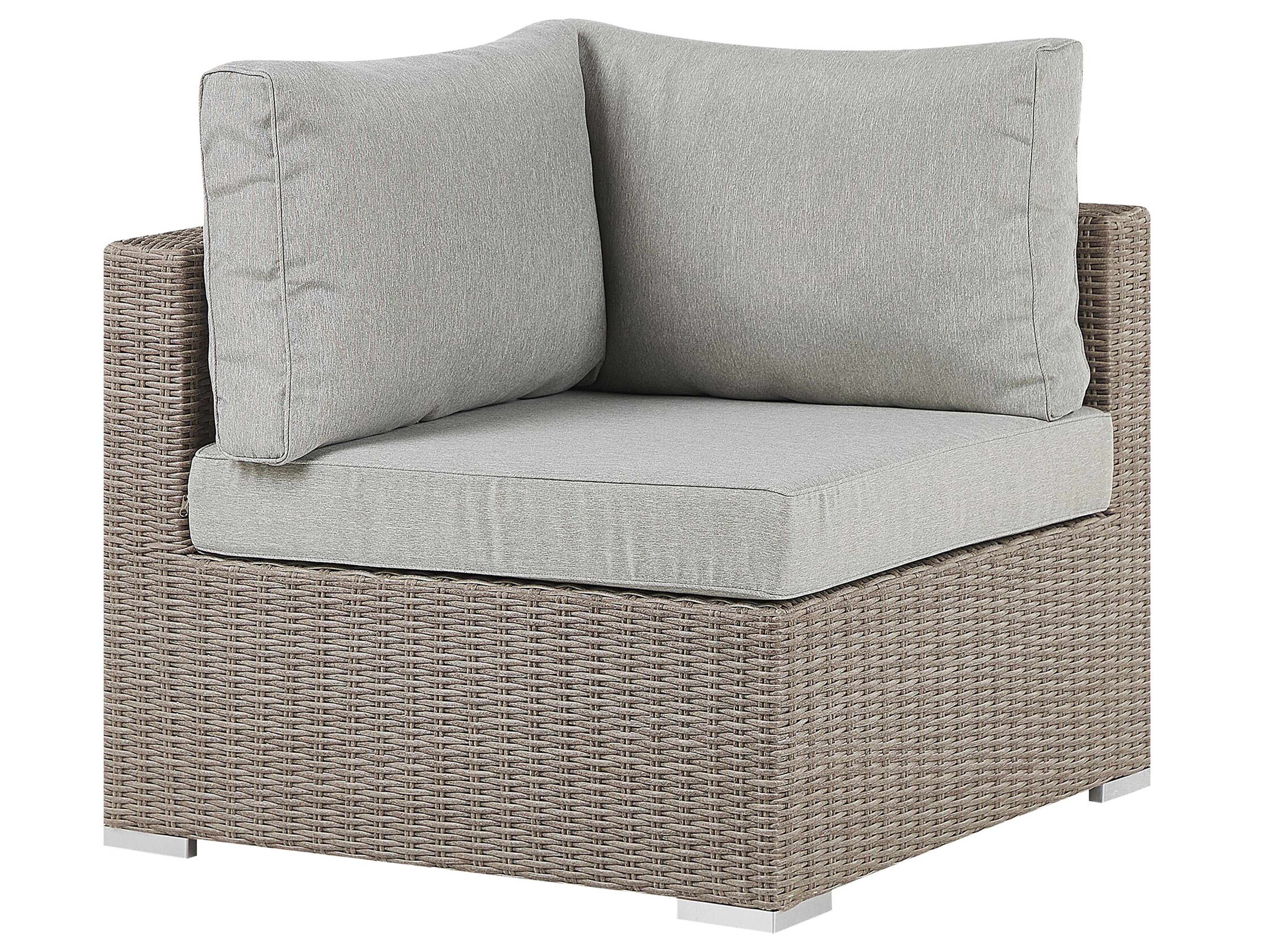 Loungeset met tafel 6-zits CONTARE rechtszijdig modulair PE rotan Taupe