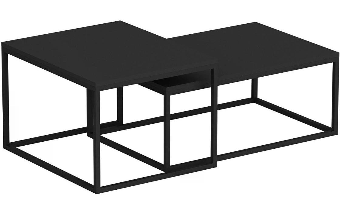 Couchtisch Leka 2-ert Set, Schwarz<br>Beistelltisch