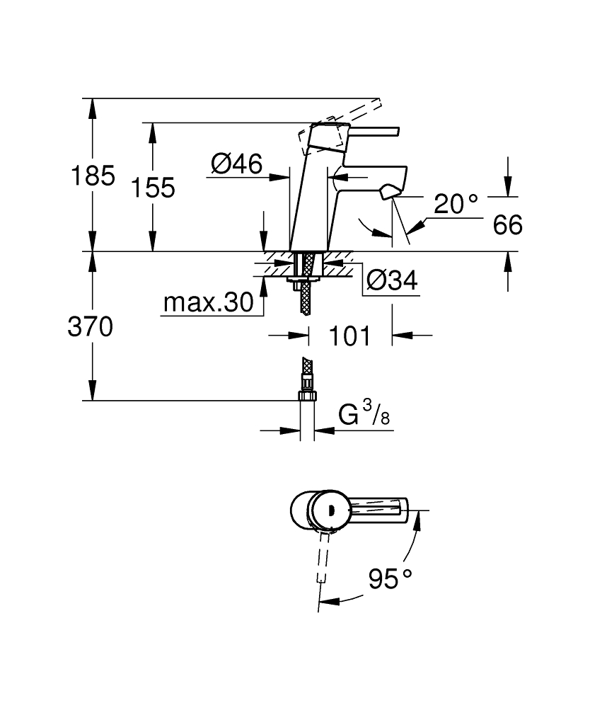 Grohe Concetto 1-gats wastafelkraan chroom