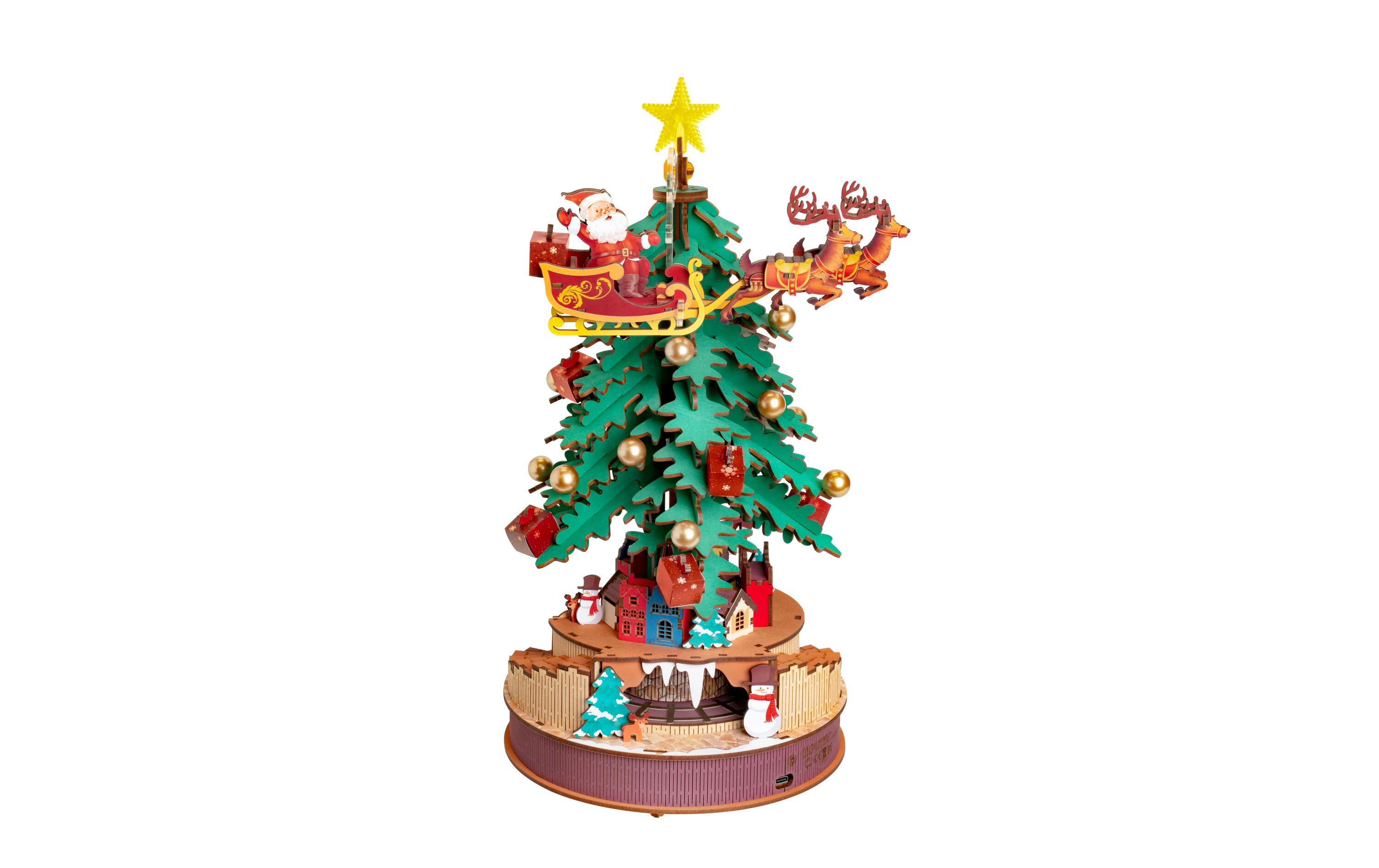 Bausatz Weihnachtsmelodie-Baum3D-Puzzle aus lasergeschnittenen Holzteilen