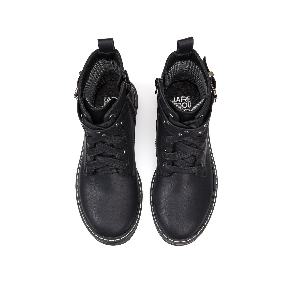 COLEÇÃO LA REDOUTE<br>Botas de cano curto com zíper e cadarço