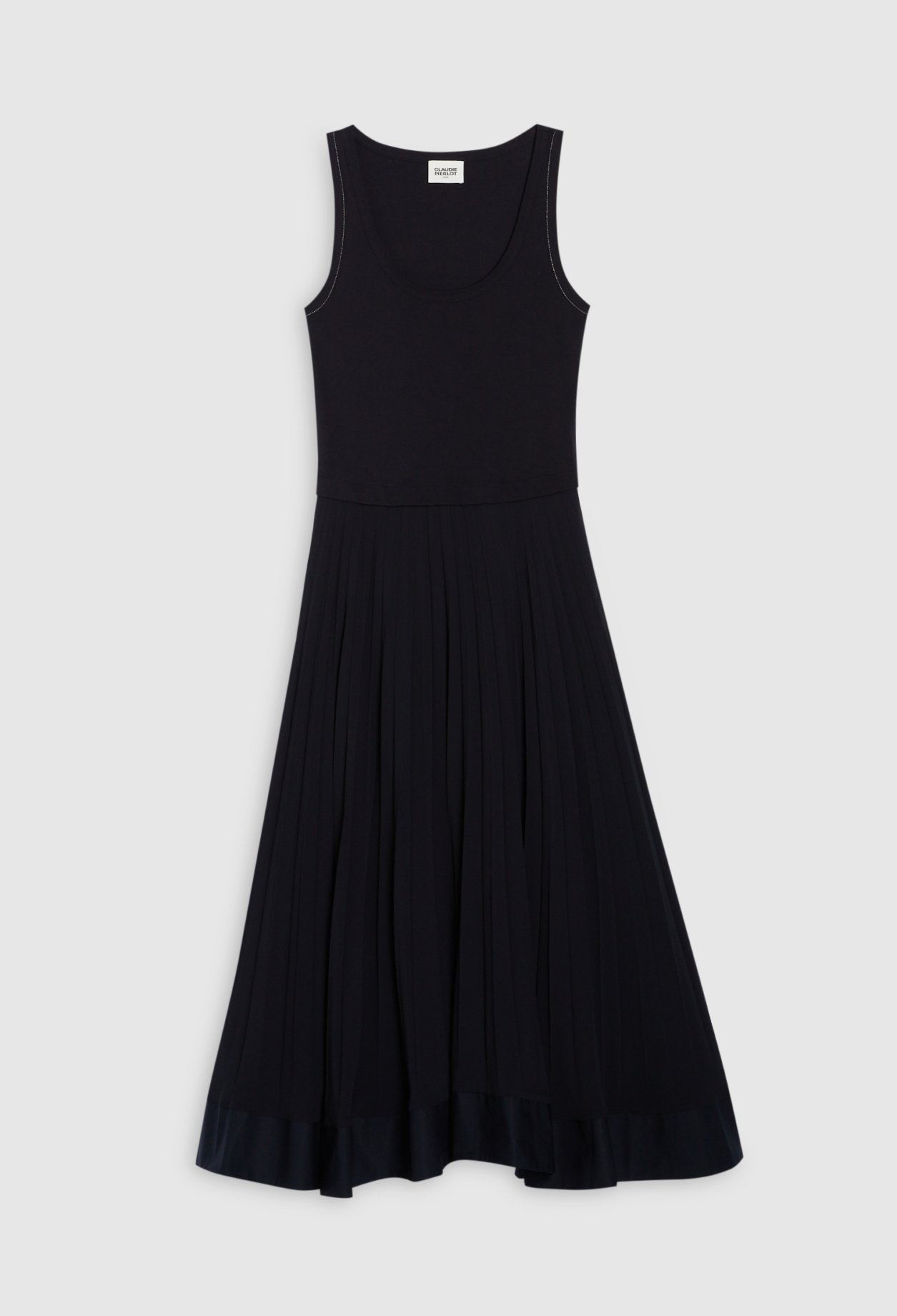 Robe longue plissee marine
