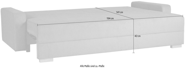 Home affaire 3-Sitzer »SHERIDIAN Schlafsofa mit Bettkasten, in Feincord & Velvet« mit Wellenunterfederung, moderne Bezüge, B/H/T 225/94/80