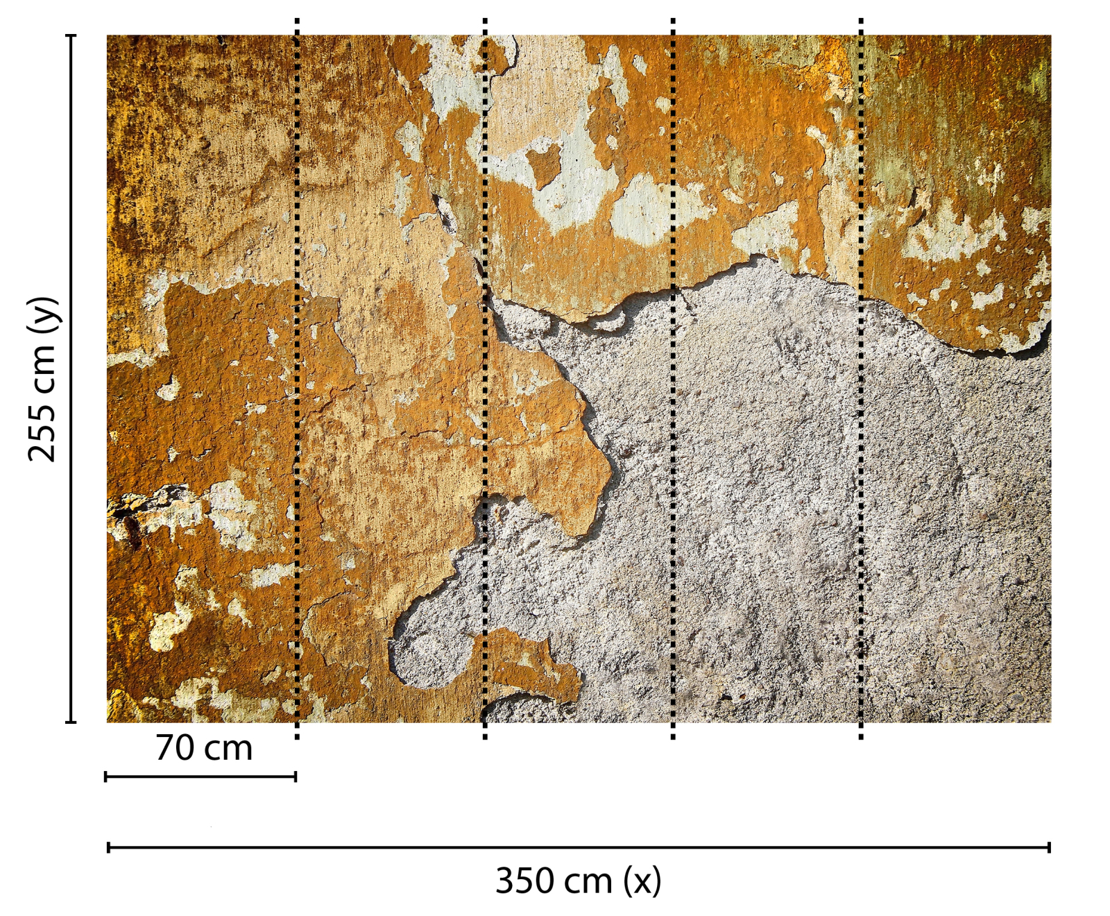 Fototapete DESIGNWALLS - orange-grau - Beton - 2,55 Meter