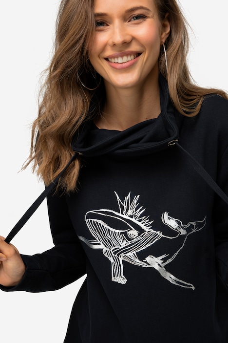 Sweatshirt, Stehkragen, Wal, Langarm, OEKO-TEX