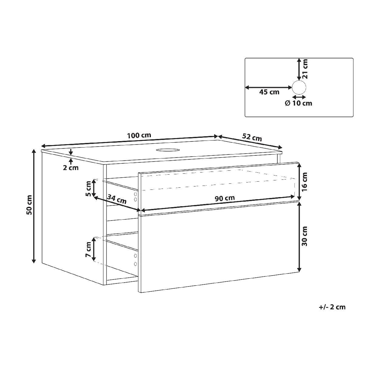 Beliani Meuble SDB BEXTI - Bois clair