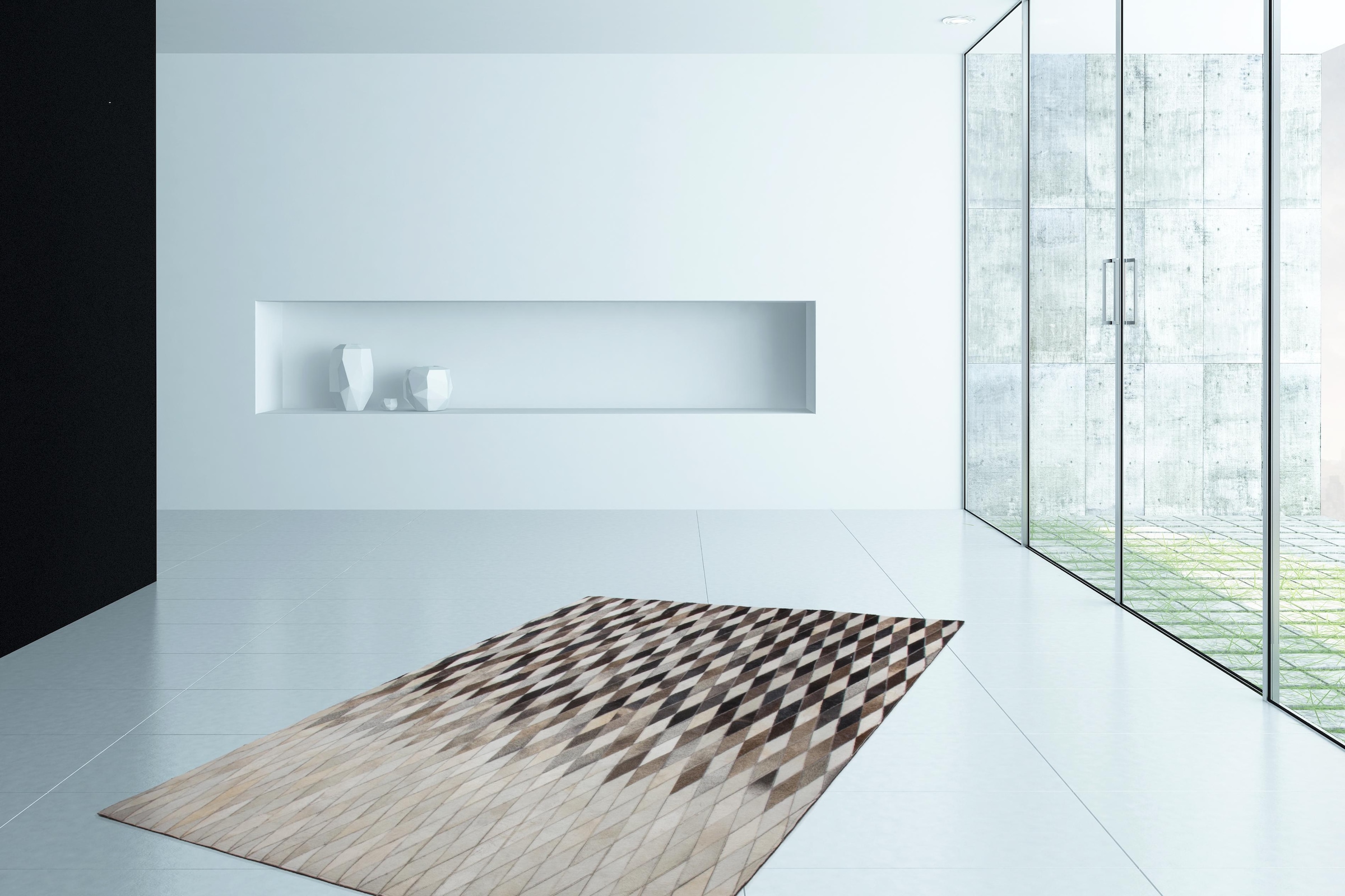 Kayoom Fellteppich »Lavish 510« rechteckig 8 mm Höhe Patchwork-echtes Leder-Fell, Wohnzimmer