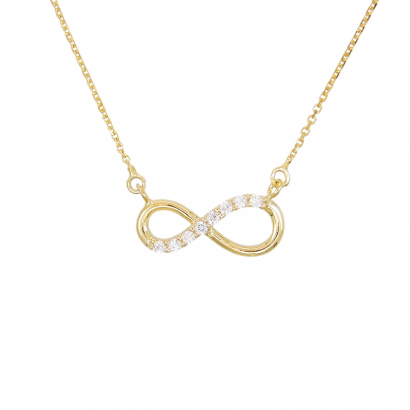 Collier Femme Or Jaune - Motif Inifini - Pavé de Zirconiums