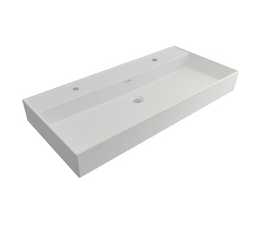 Plieger Kansas wastafel met 2 kraangaten met overloop 100x46.6cm mat wit