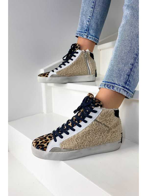 Sneakers HIGH TOP DISTRESSED Beige - Crime London