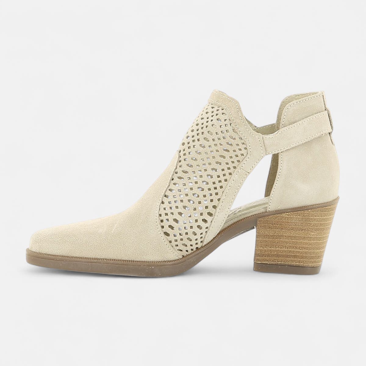 Bottines à talon Femme en cuir beige
