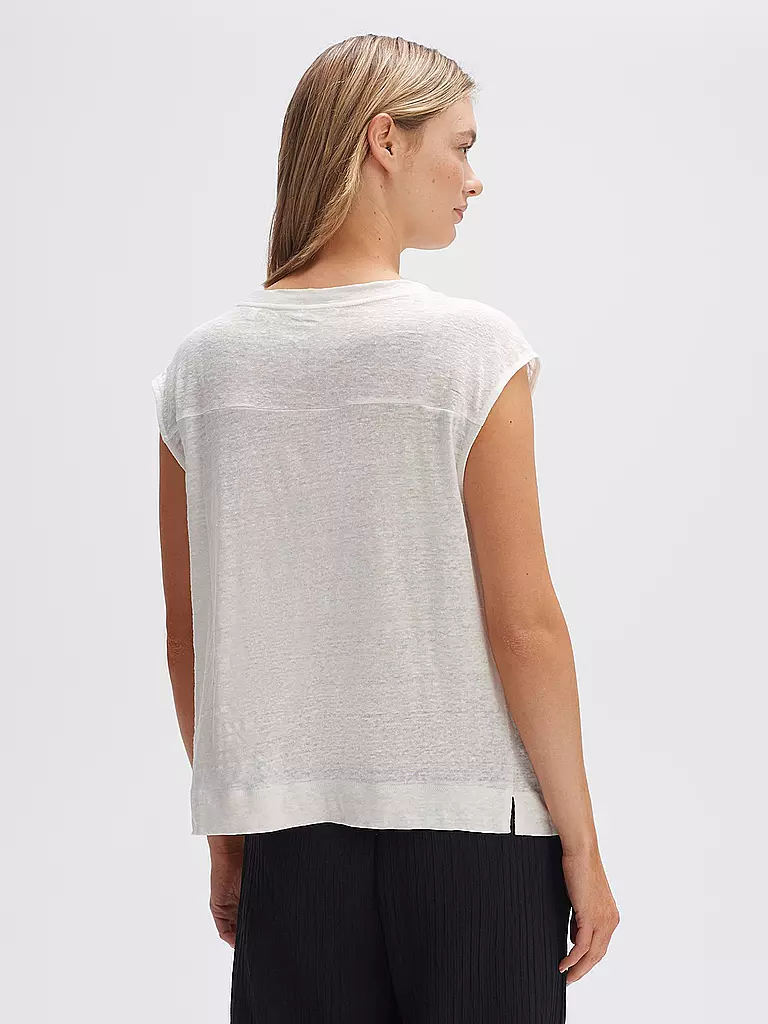 OPUS Leinen T-Shirt SASKINO creme