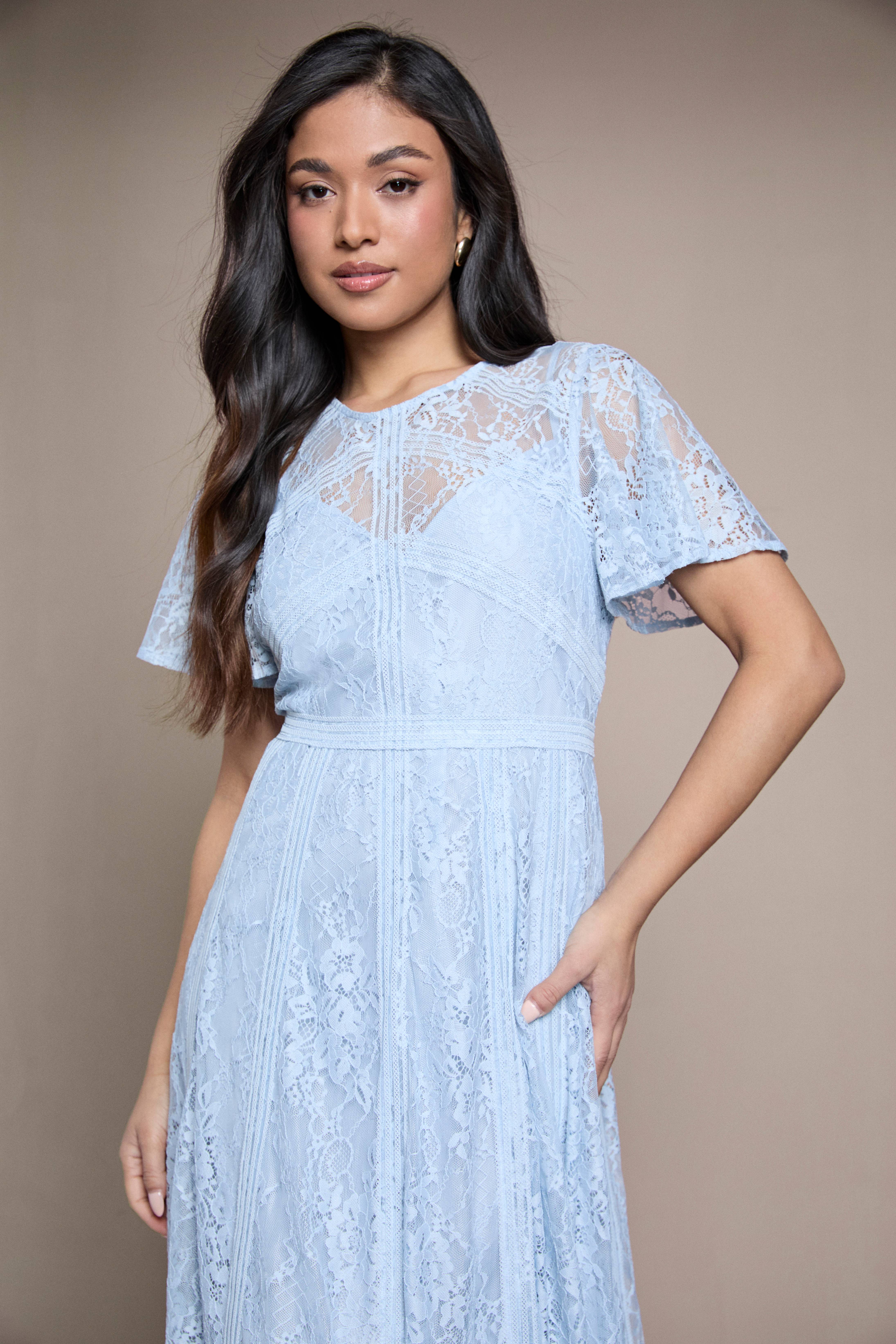 Oasis Robe De Demoiselle D'honneur Petite En Dentelle À Manches Ange