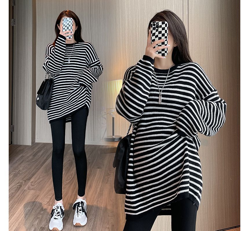 NEUF - Zwangerschapsjurk met ronde hals en strepen, losvallend model, legging, set