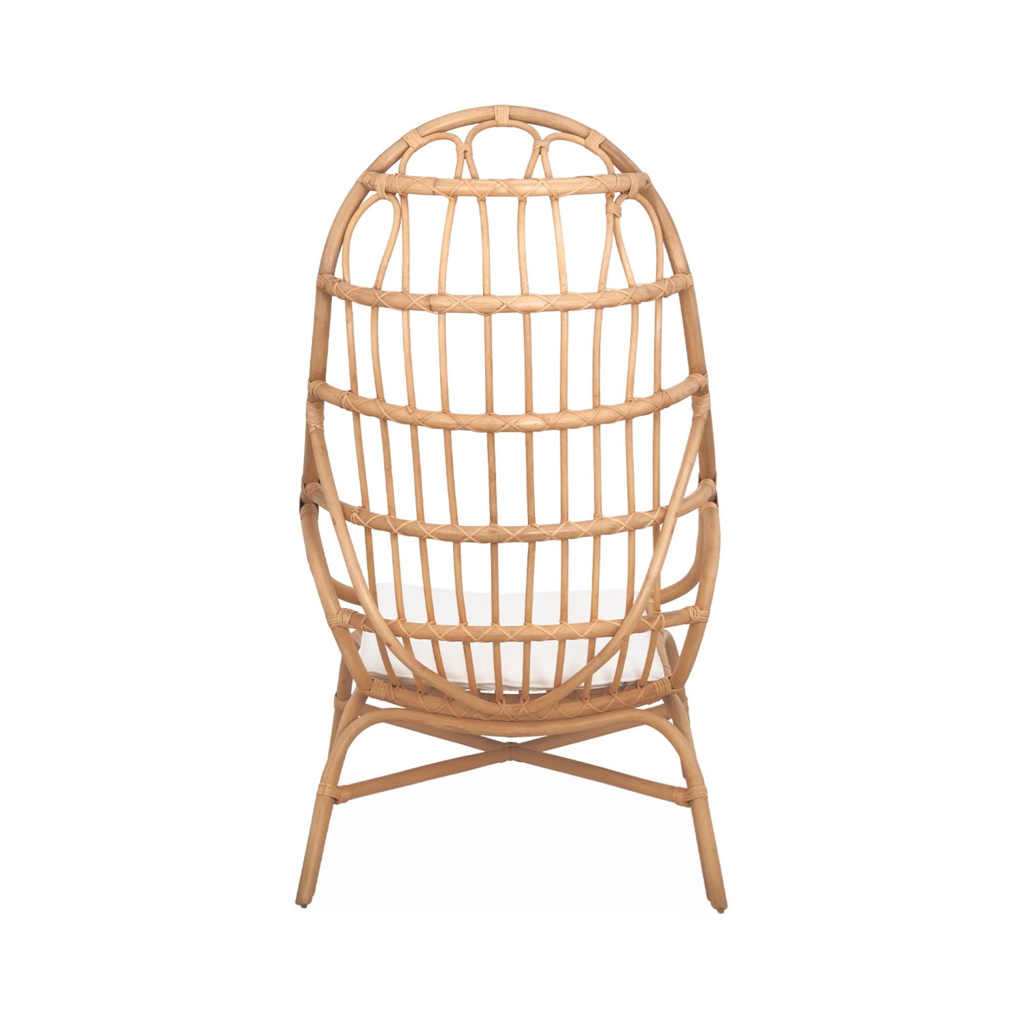 Fauteuil œuf en rotin avec coussin d'assise. Padang. L 74 x p 74 x h 140cm