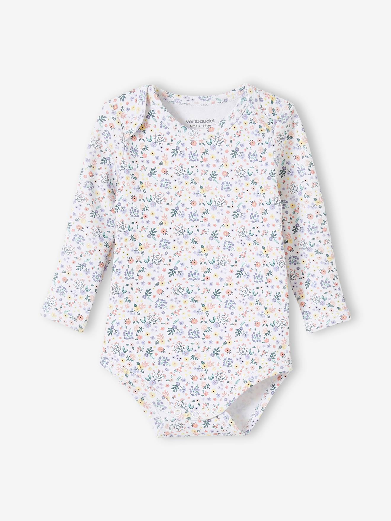 Conjunto de 5 bodies de manga comprida para bebês com cavas americanas, rosa claro bicolor/multicolorido
