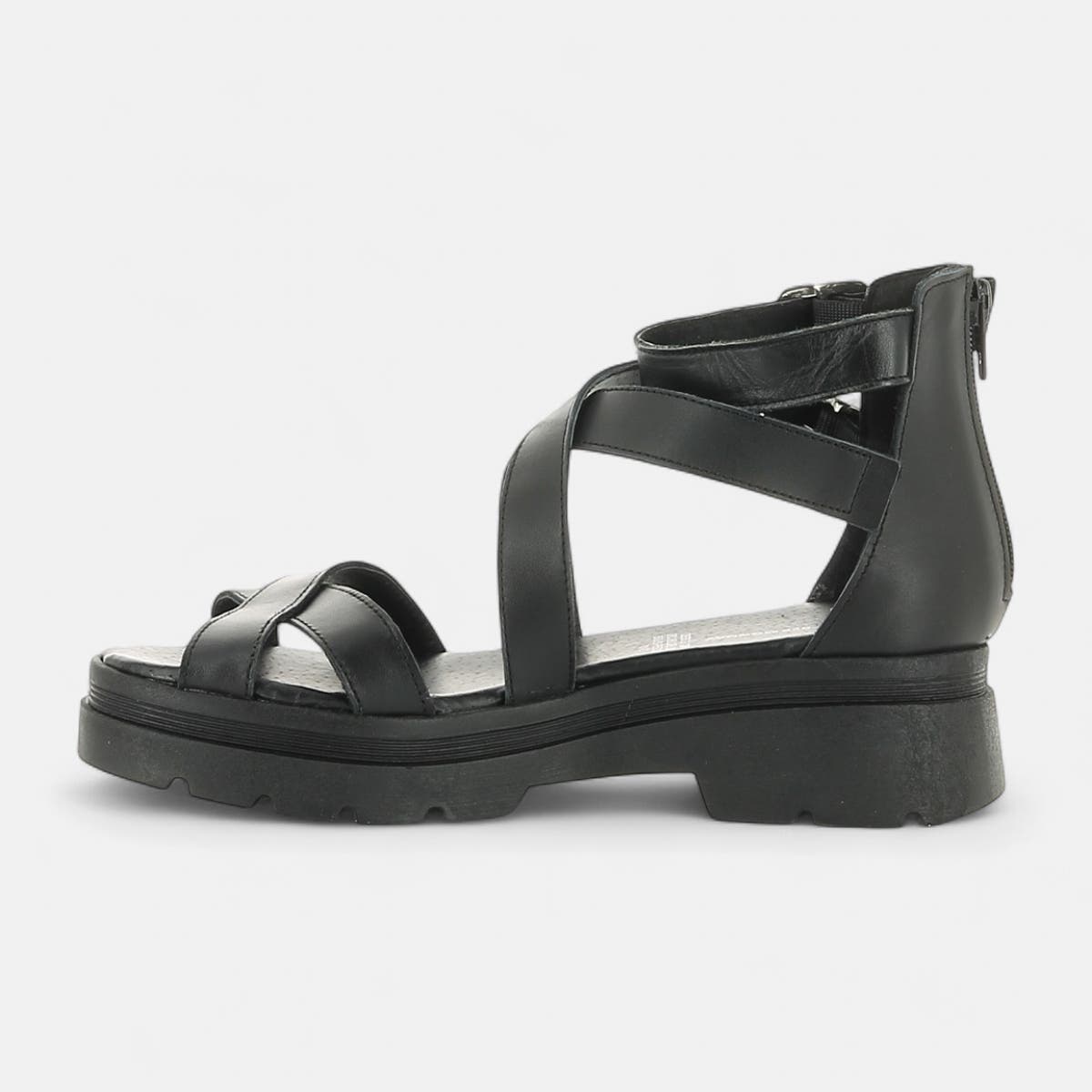 Sandales Femme en cuir noir