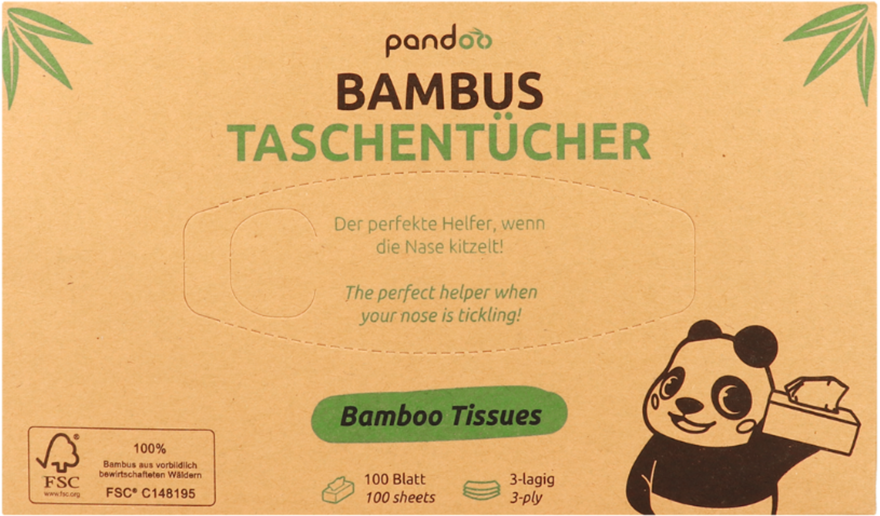 pandoo  Taschentücher aus Bambus, 100 Stk