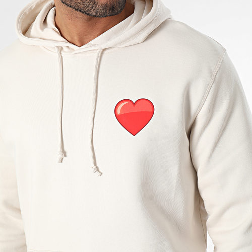 Sweat Capuche Heart Beige