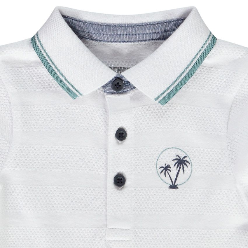 Polo manches courtes print fantaisie pour bébé garçon - Blanc