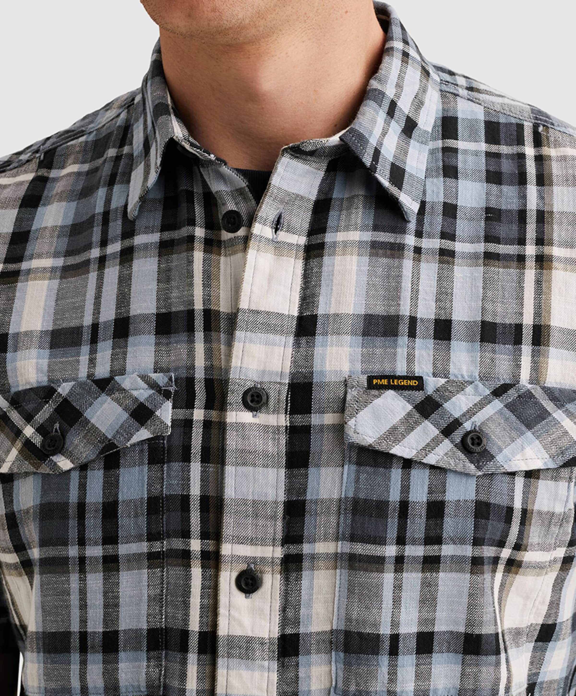 PME Legend Heren overhemd korte mouw blauw