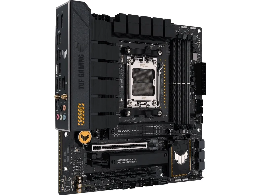 [OUTLET] - ASUS TUF Gaming B650M-Plus WIFI - Bundkort - micro ATX - Socket AM5 - AMD B650 Chipset - USB-C 3.2 Gen 2x2, USB 3.1 Gen 2, USB 3.2 Gen 2, USB-C 3.2 Gen 1 - 2.5 Gigabit LAN, Bluetooth - onboard grafik (CPU påkrævet) - HD Audio (8-kanaler)