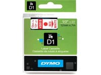 DYMO D1 - Selv-adhesiv - rødt på hvitt - Rull (1,2 cm x 7 m) 1 kassett(er) merketape - for LabelMANAGER 100, 160, 210, 220, 260, 280, 300, 360, 420,