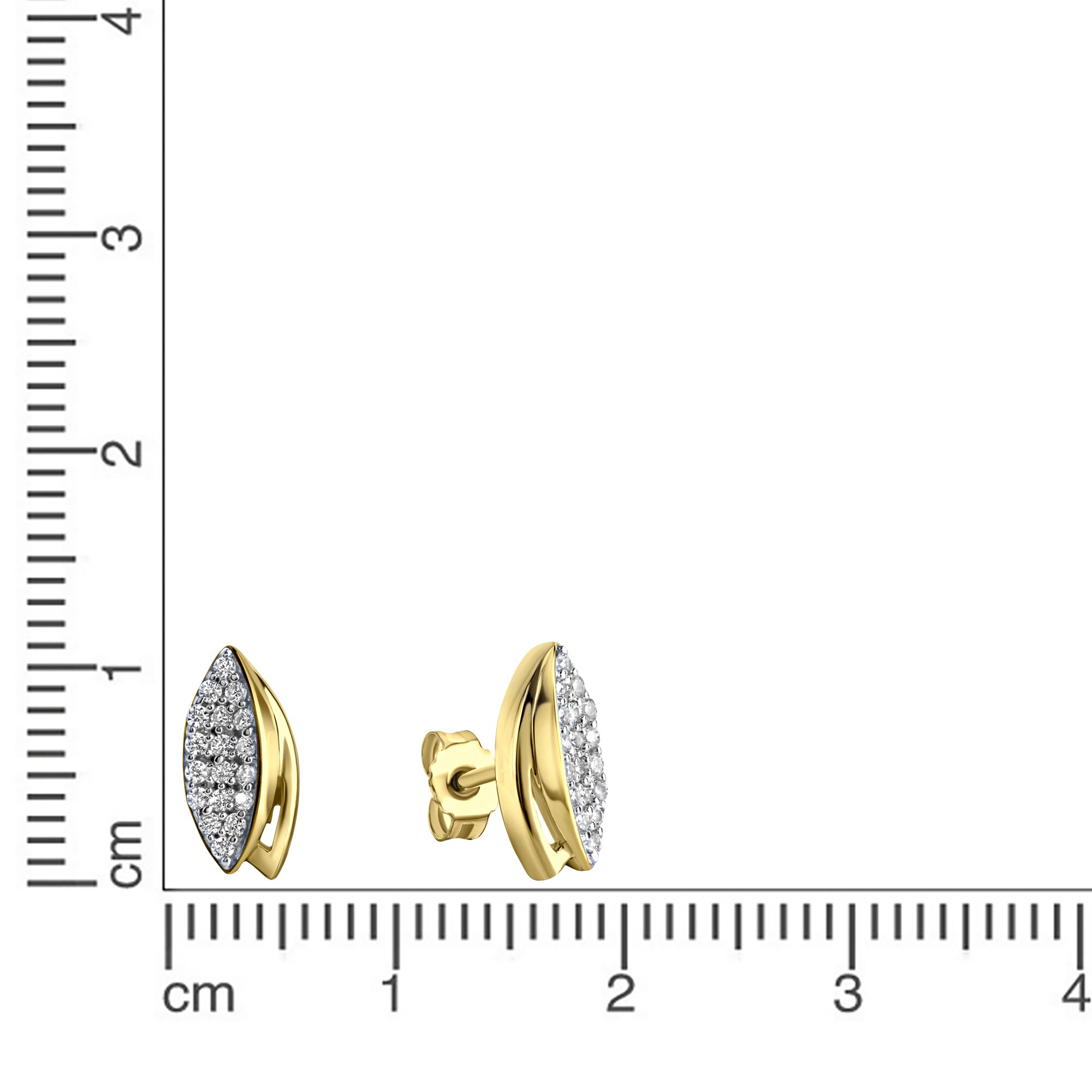 Fascination by Ellen K. Ohrringe Gold 375 mit 36x Zirkonia weiß