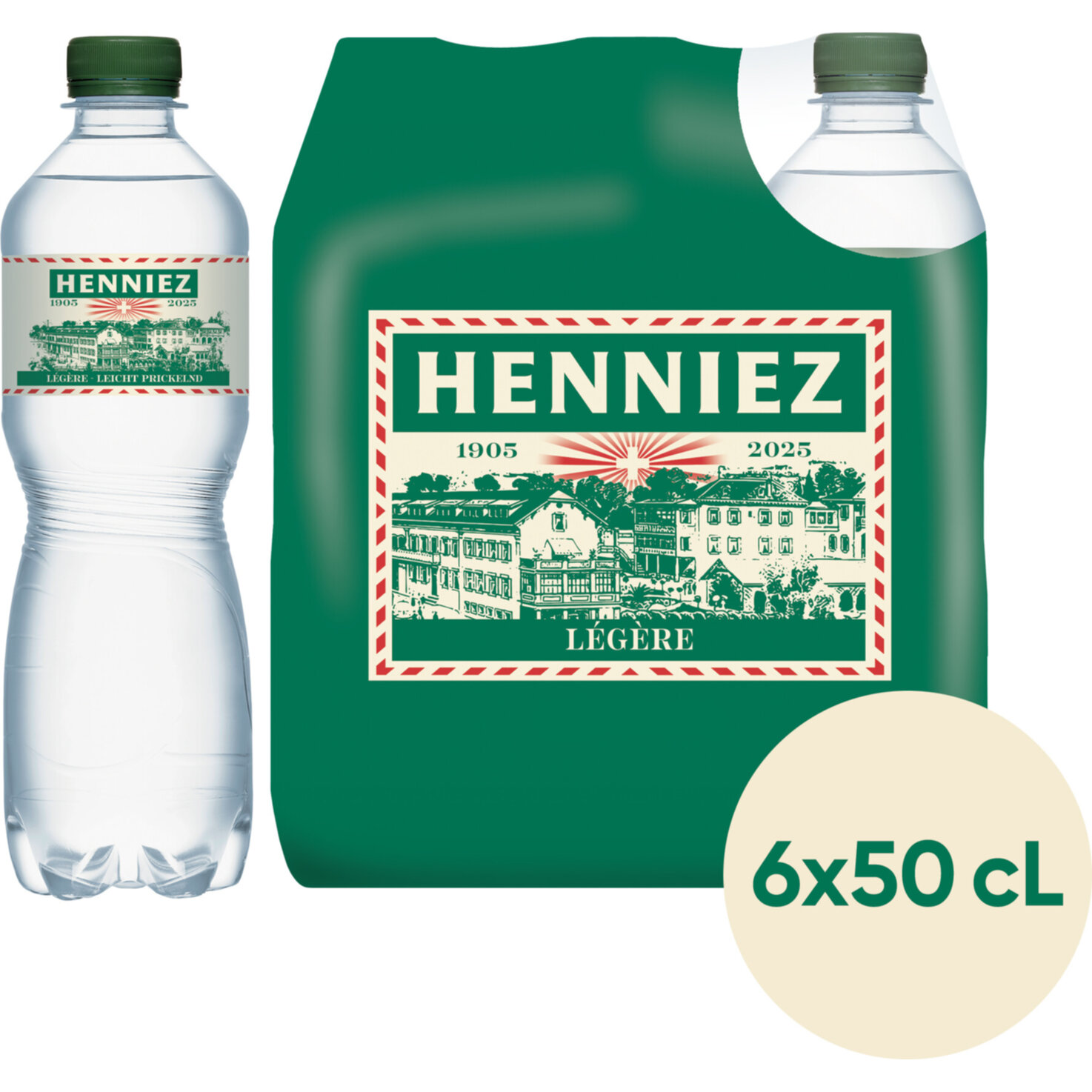 Henniez Grün Mineralwasser mit wenig Kohlensäure 6x50cl -300cl