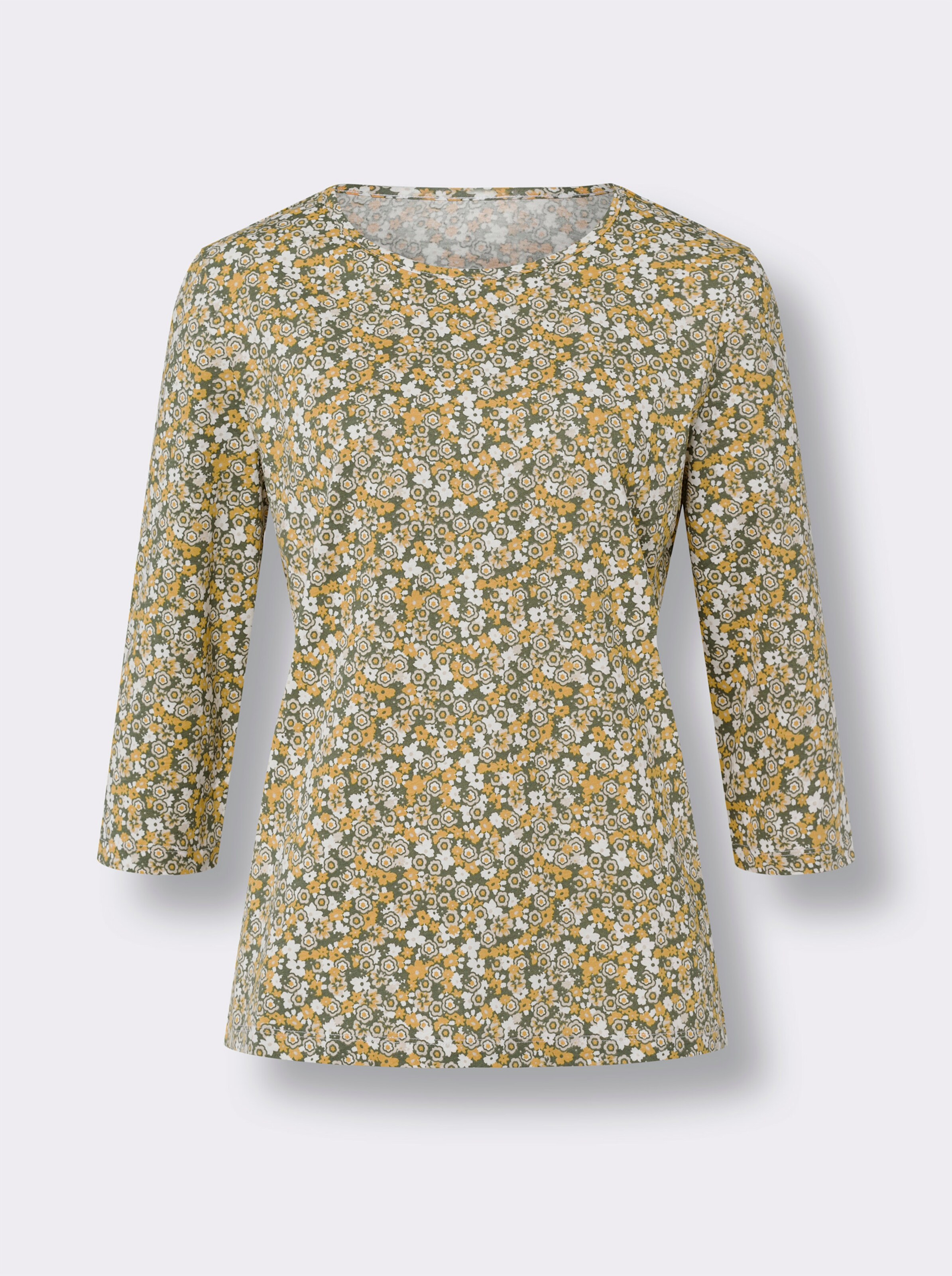 34-Arm-Shirt mit Millefleurs-Muster