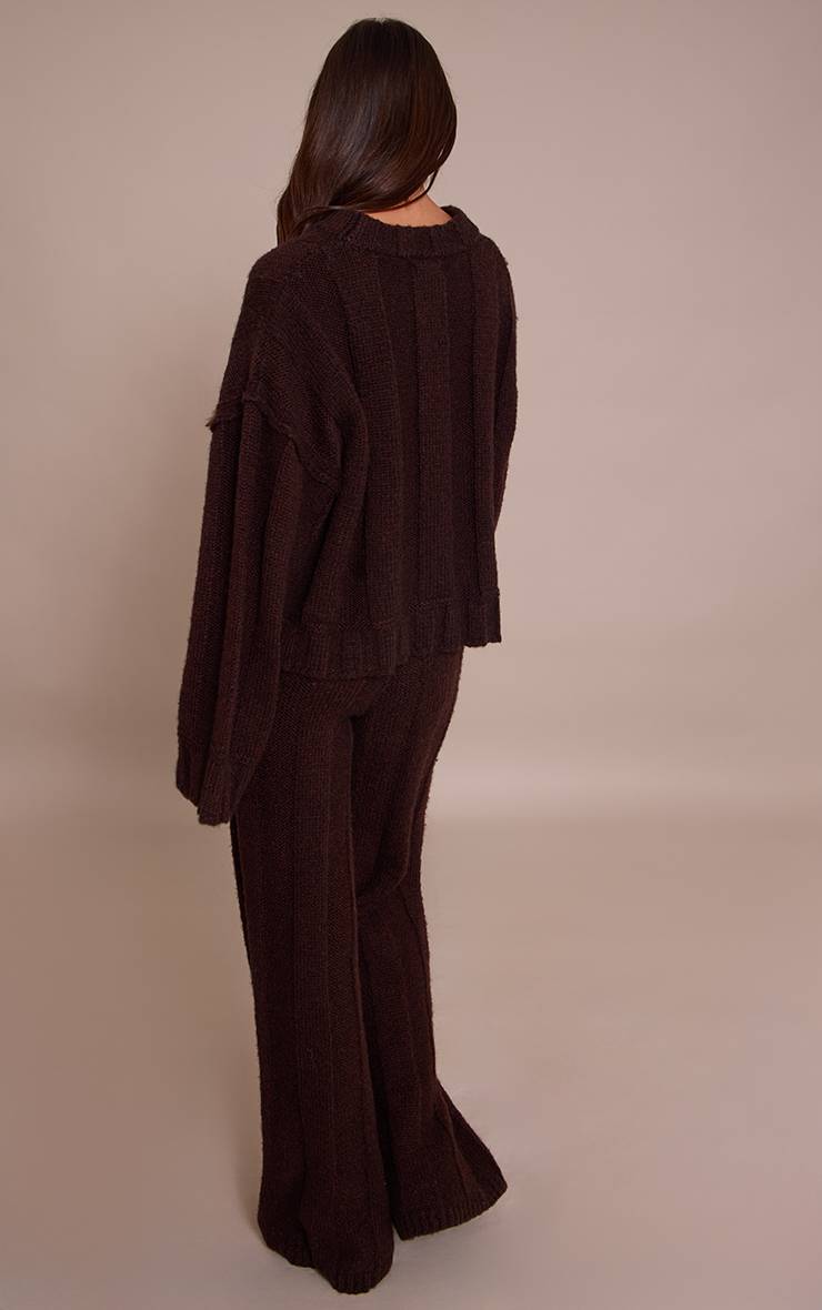 Dark Chocolate Pantalon En Maille Côtelée Épaisse