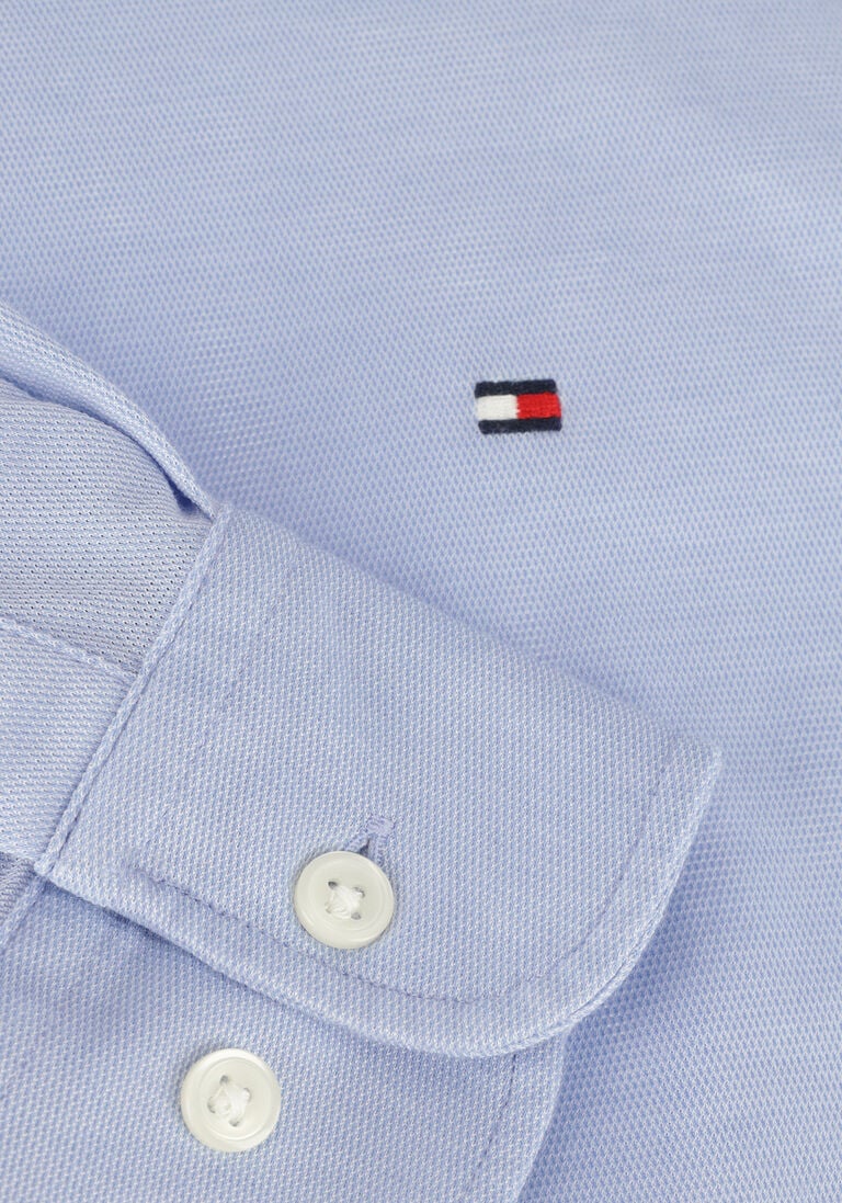 TOMMY HILFIGER blauwe tommy hilfiger klassiek overhemd 1985 knit solid sf shirt