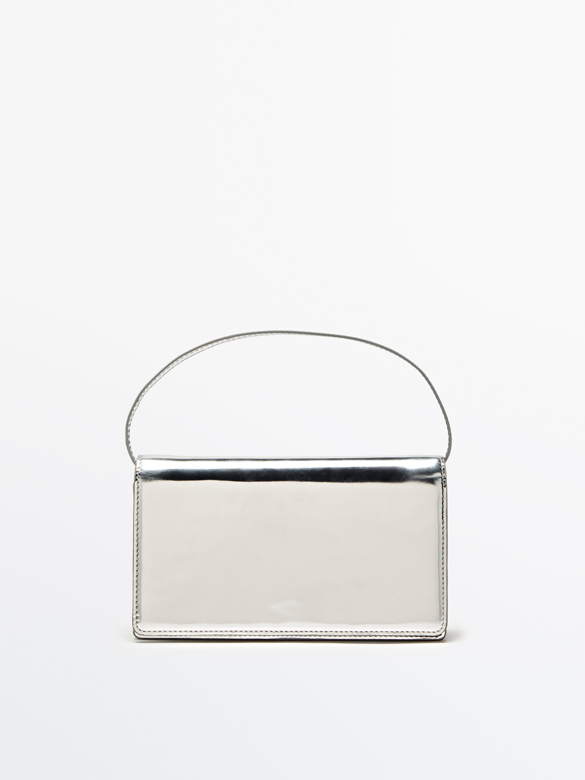 Bolsa de couro com alça articulada - PRATA