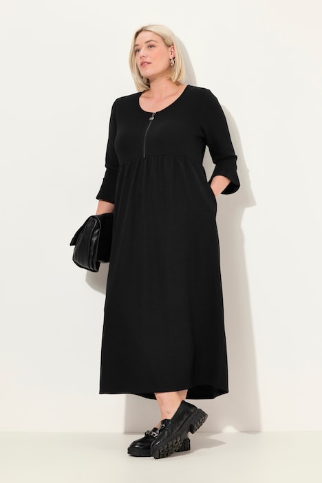 Midikleid, Reißverschluss, V-Ausschnitt, 3/4-Volantarm