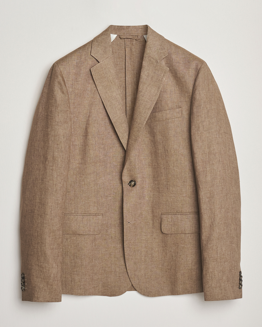 J.Lindeberg Elton Unlined Super Linen Blazer Nutmeg