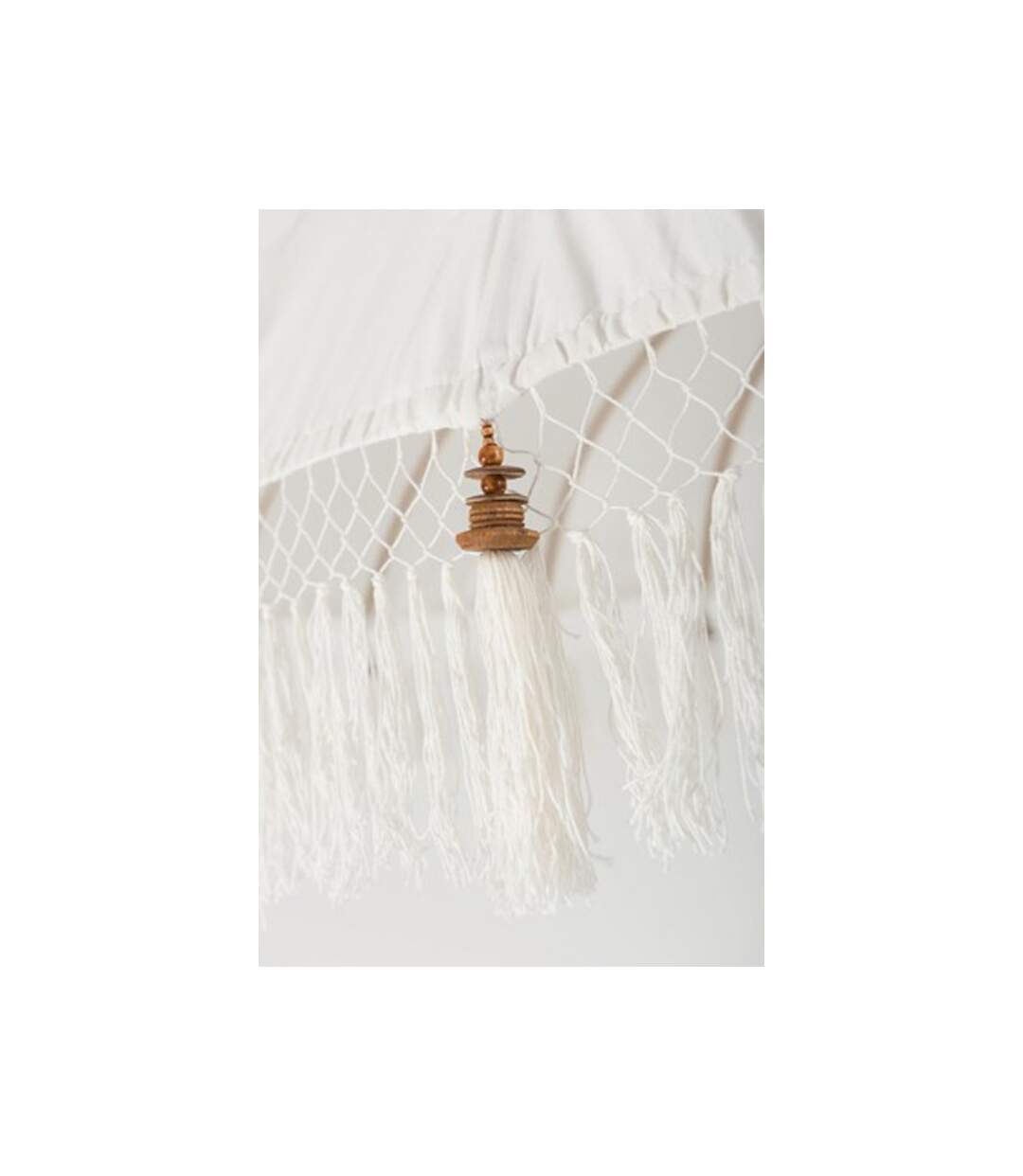 Paris Prix - Parasol En Bois à Pompons cocoun 245cm Blanc