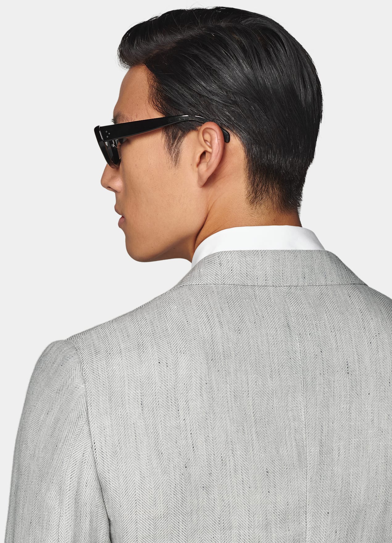 Blazer Havana coupe Tailored gris clair à chevrons