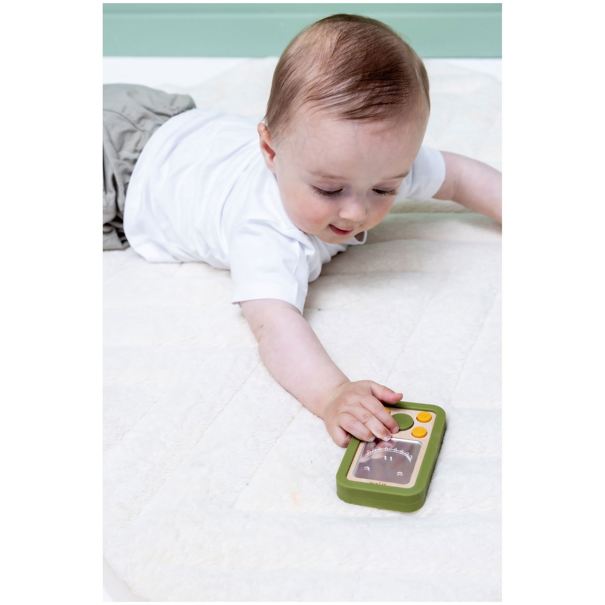 trixietrixie   Babytelefon aus Holz und Silikon Mr. Dino