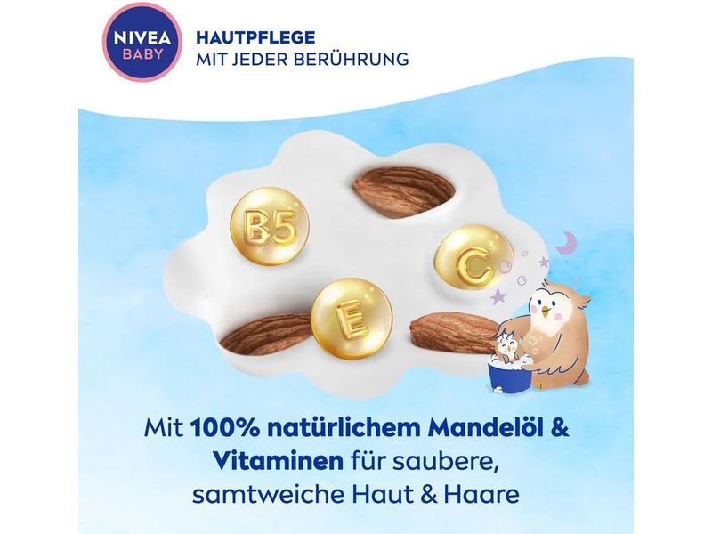 NIVEA BABY Bad & Shampoo Gute Nacht 200 ml Pflegeshampoo schützt und stärkt Haut und Haare und reinigt sanft