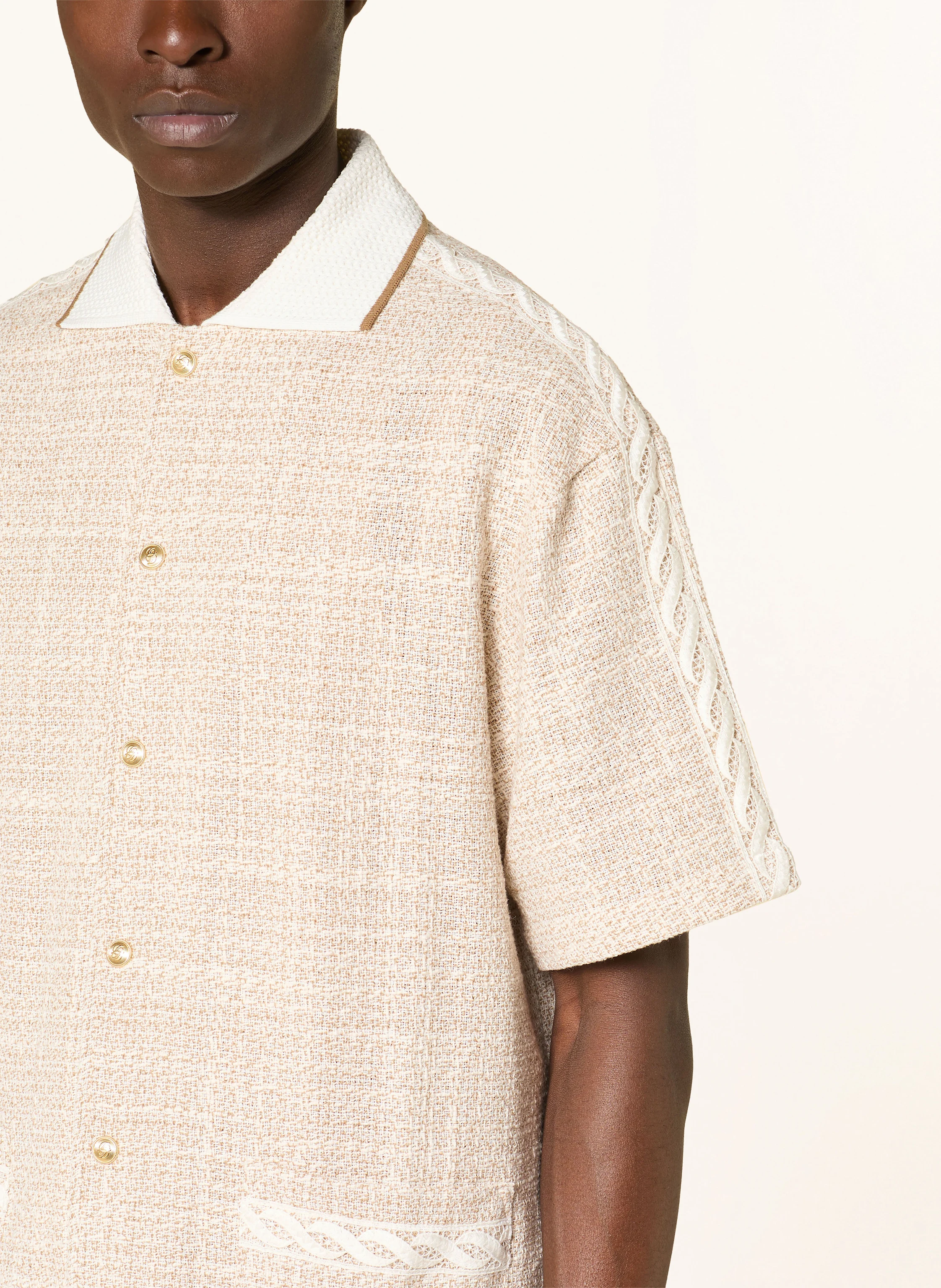 DRÔLE DE MONSIEUR Kurzarm-Hemd Comfort Fit aus Tweed