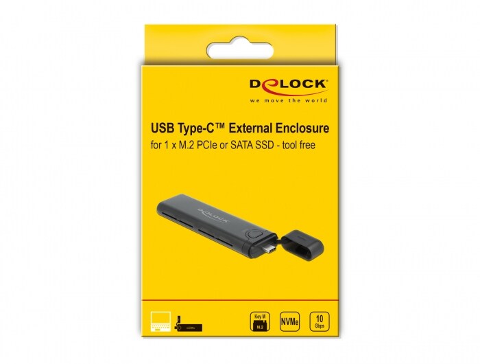 Delock 42635 - SSD-Gehäuse - M.2 - M.2 - 10 Gbit/s - Hot-Swap - Schwarz