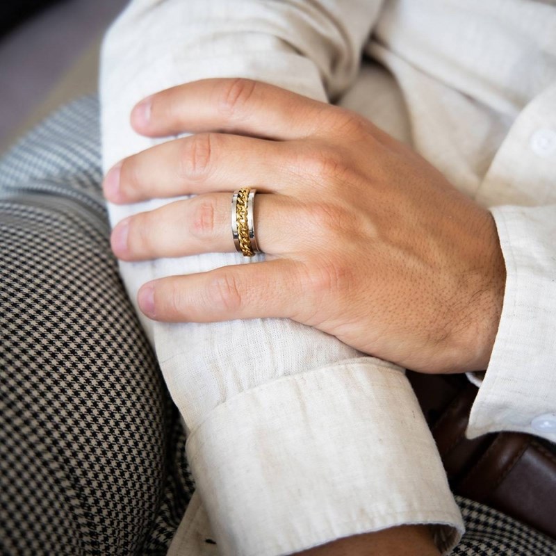 Bague Acier Argent Doré pour Homme ROYAL