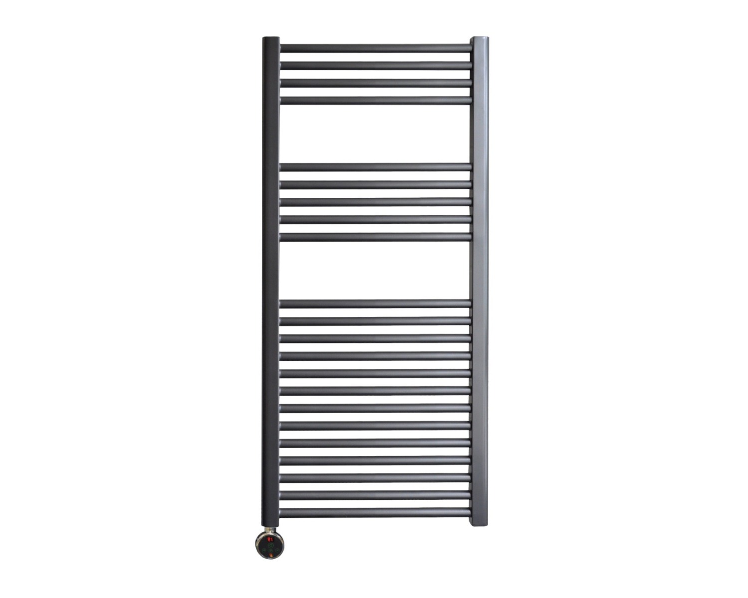 Sanicare elektrische design radiator 45x112cm gunmetal met thermostaat links chroom