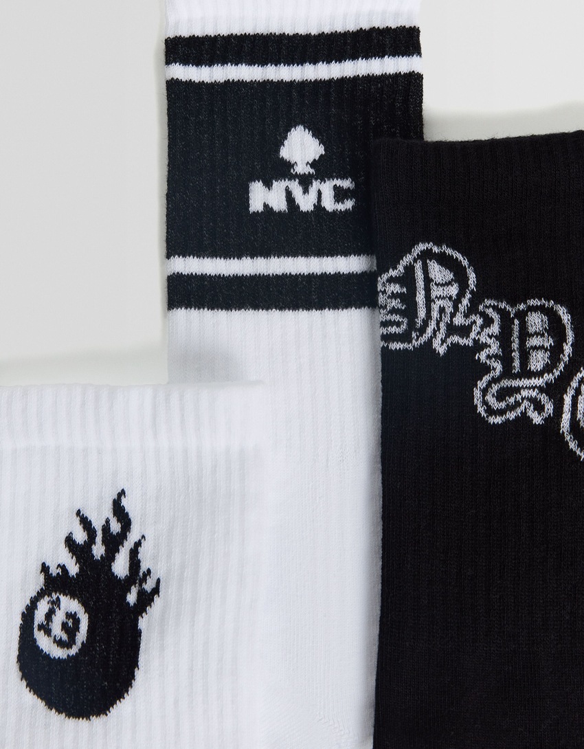 Pacote com 3 pares de meias estampadas