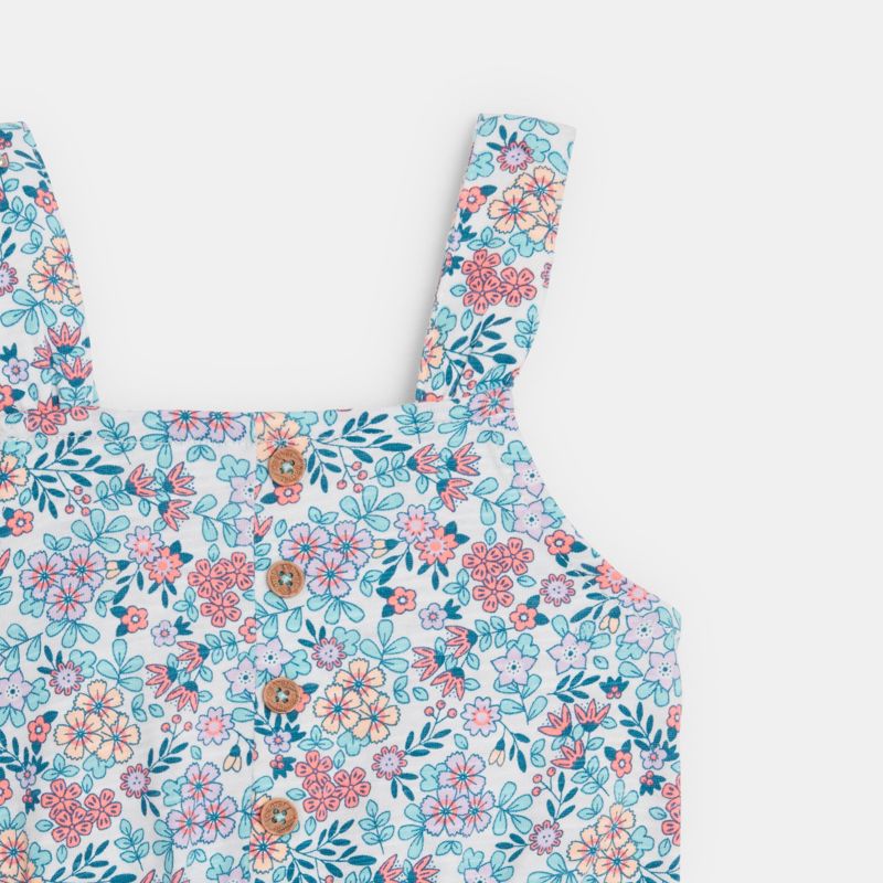 Combi courte à bretelles flamant multicolore bébé fille Gris ou noir