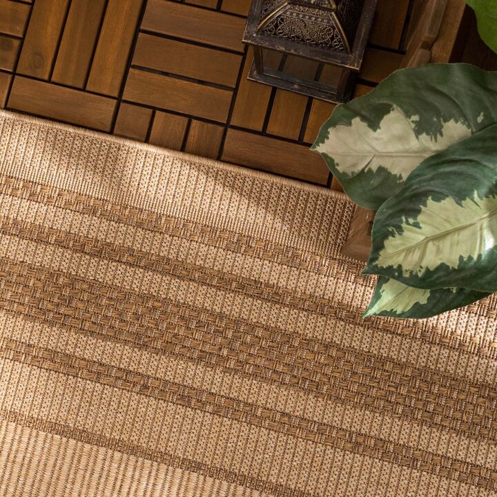 Jute buitenkleed - Mavi Border Creme/Bruin