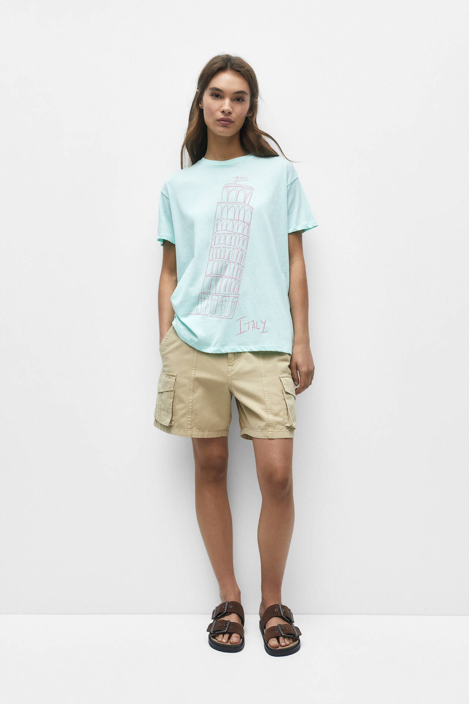 CAMISETA DE MANGA CURTA CITIES - VERDE MENTA CLARO