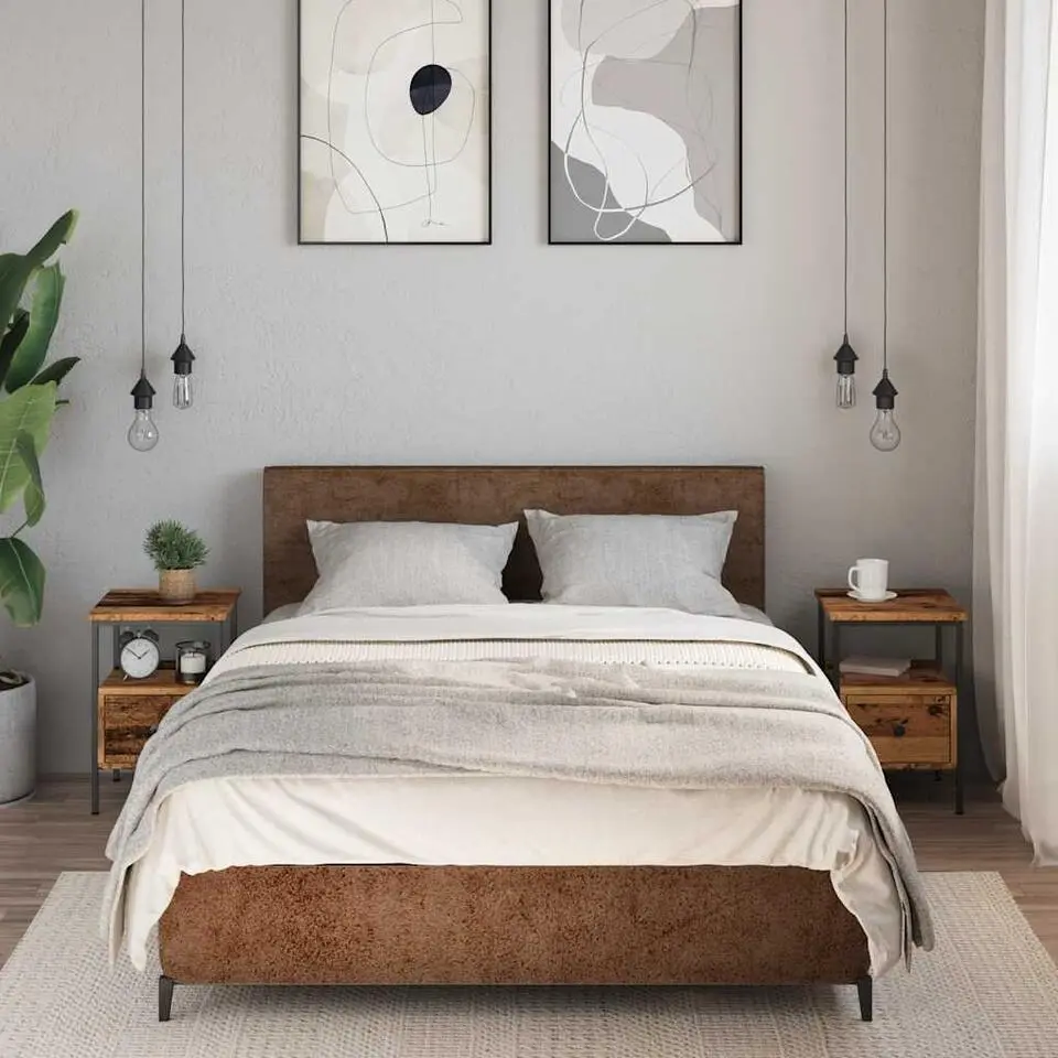 vidaXL - Industrieel Nachtkastjes met lade - Oud hout - 34x36x50 cm - Set van 2