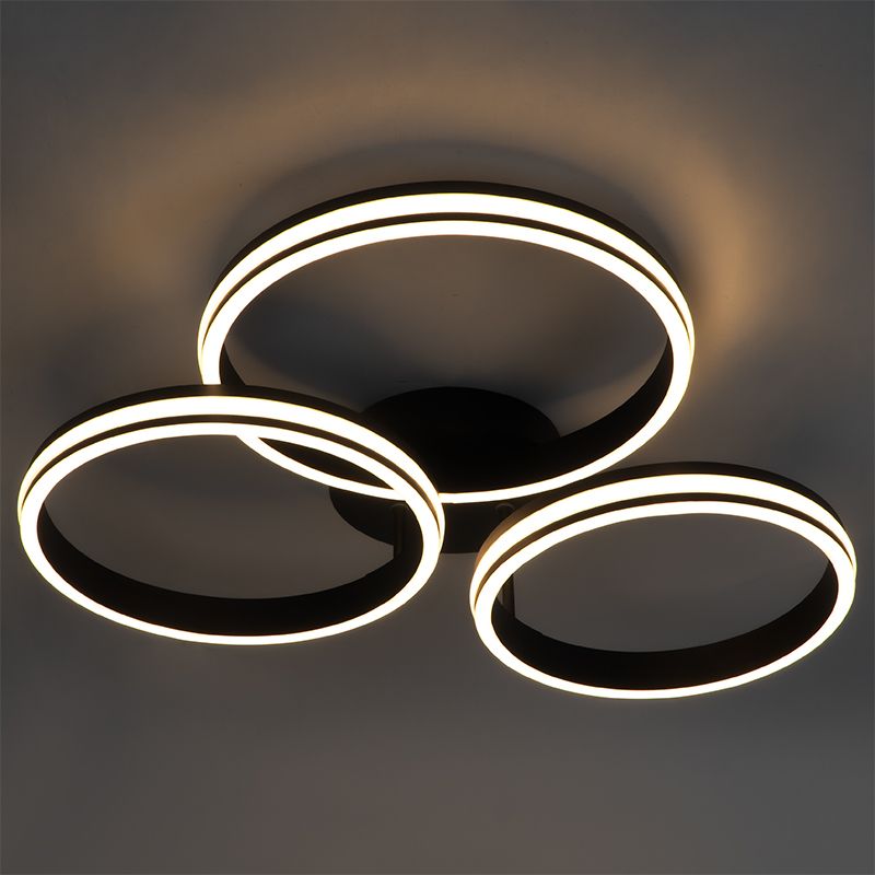Plafondlamp zwart incl. LED 3-staps dimbaar 3-lichts - Navara